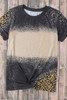 Gray Bleached Blank Leopard Tie-dye Print T Shirt