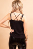 Black Adjustable Straps Rhinestone Tank Top