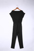 Black Tie Waist Short Sleeve Tapered Jumpsuit