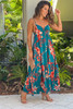 Sky Blue Strappy Open Back Floral Maxi Dress