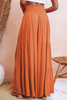 Orange Smocked Waist Tiered Wide Leg Pants