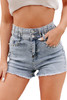 Sky Blue Diamond Studded Vintage Wash Denim Shorts