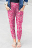 Pink Leopard Print Ankle-length High Waist Skinny Pants