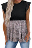 Black Ruffle Sleeve Bodice Leopard Splice Blouse Black Ruffle Sleeve Bodice Leopard Splice Blouse