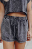 Black Acid Washed Short Lounge Set