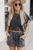 Black Acid Washed Short Lounge Set Black Acid Washed Short Lounge Set