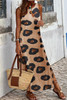 Leopard Split Open Back Sleeveless Maxi Dress