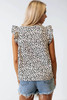 Leopard Ruffle Sleeve Embellished V-neck Blouse Leopard Ruffle Sleeve Embellished V-neck Blouse