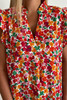 Red Ruffle Sleeve V-Neck Floral Dress