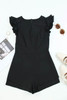 Black Ruffle Sleeves Solid Romper