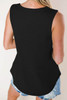 Black Notched Neck Eyelet Thermal Knit Tank