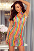 Multicolor Patterned Mesh Cutout Front Chemise