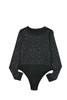 Black Rhinestone O-neck Long Sleeve Bodysuit