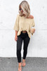 Apricot Textured Knit Drop Shoulder Tee