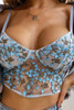 Sky Blue Embroidered Floral Mesh Bralette