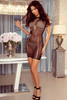 Black Hollowed Lattice Detail Rhinestone Mesh Chemise