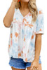 White Tie Dye Flowy Short Sleeve Top