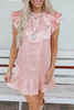 Pink Leopard Satin Ruffled Mini Dress