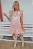 Pink Leopard Satin Ruffled Mini Dress