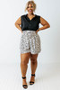 White Plus Size Dalmatian Print High Waist Shorts