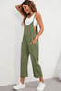 Green Pocketed Adjustable Spaghetti Strap Straight Leg Jumpsuit