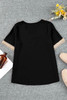 Black Lace Trim V Neck Short Sleeve Blouse