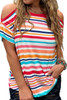 Striped Print Cold Shoulder Relaxed Top Striped Print Cold Shoulder Relaxed Top