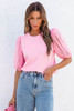 Pink Tulle Puff Sleeve Top