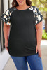 Black Floral Ruffle Sleeve Plus Size Top