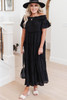 Black Plus Size Smocked Off Shoulder Frill Tiered Maxi Dress