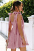 Pink Knotted Strap Square Neck High Waist Mini Dress