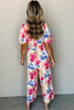 Multicolor Floral Print Smocked Puff Sleeve Jumpsuit