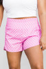 Pink Plaid High Waisted Athletic Shorts