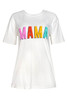 White MAMA Letter Print Round Neck Short Sleeve T Shirt