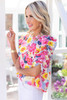 Ruched Puff Sleeve Floral Blouse