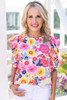 Ruched Puff Sleeve Floral Blouse