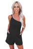 Black Blue One Shoulder Invisible Zip Side Pocketed Romper