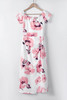 Pink Floral Print Off Shoulder Slit Bodycon Midi Dress