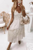 White Lace Crochet Patchwork Sleeveless Long Dress