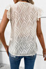 Apricot Casual V Neck Ruffled Short Sleeve Sheer Blouse