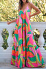 Multicolor Boho Geometric Print Sleeveless Maxi Dress