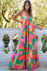 Multicolor Boho Geometric Print Sleeveless Maxi Dress