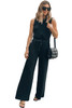 Black Solid Sleeveless Wide Leg Jumpsuit