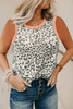 Leopard Fuzzy Print Contrast Trim Tank Top