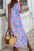 Purple Abstract Floral Print Sleeveless Maxi Dress