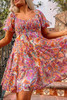 Multicolor Boho Print Smocked Ruffled Puff Sleeve Mini Dress Multicolor Boho Print Smocked Ruffled Puff Sleeve Mini Dress