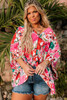 Rose Plus Size Floral Print Kimono Sleeve Shirt