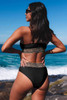 Black Rose Leopard Mesh Trim 2pcs Bikini Swimsuit Black Rose Leopard Mesh Trim 2pcs Bikini Swimsuit
