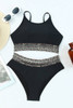 Black Rose Leopard Mesh Trim 2pcs Bikini Swimsuit Black Rose Leopard Mesh Trim 2pcs Bikini Swimsuit