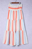 Multicolor Striped Tie Decor Strapless Tiered Maxi Dress